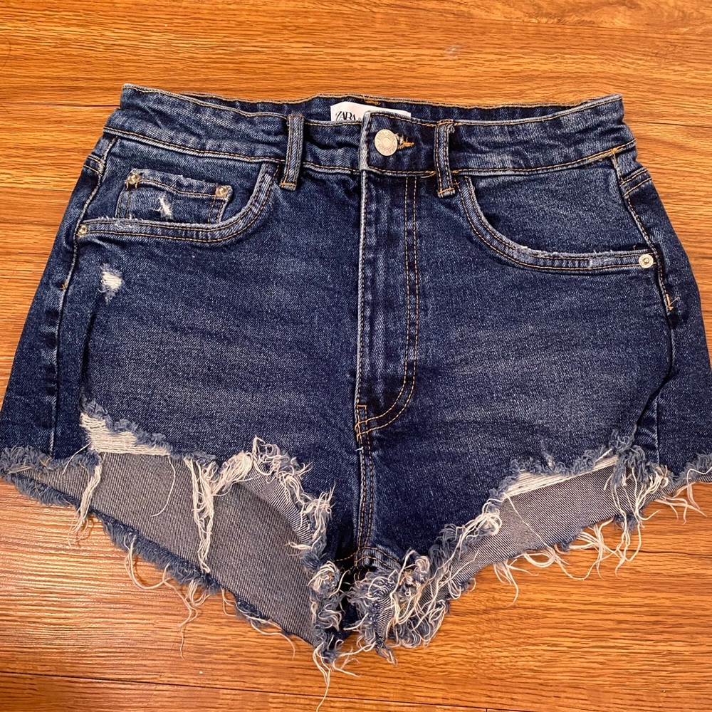 Zara denim shorts. High waisted and fitted.